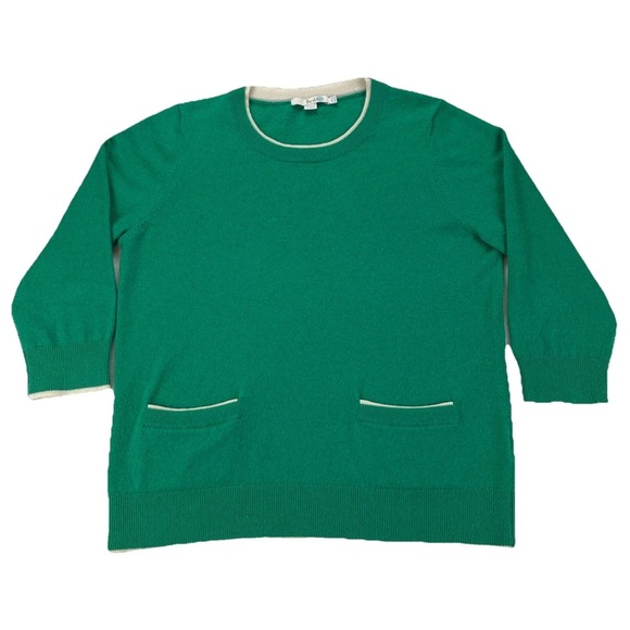 Boden Sweater Women’s US 12 Green Wool Cashmere Round Neck Pullover Preppy - Picture 1 of 11